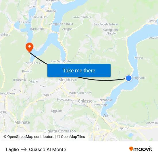 Laglio to Cuasso Al Monte map