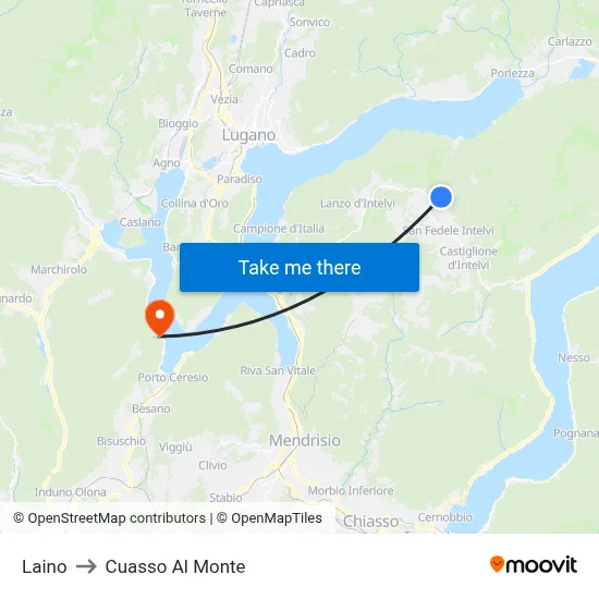 Laino to Cuasso Al Monte map