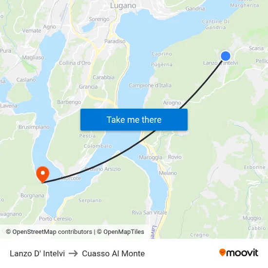 Lanzo d'Intelvi to Cuasso Al Monte map