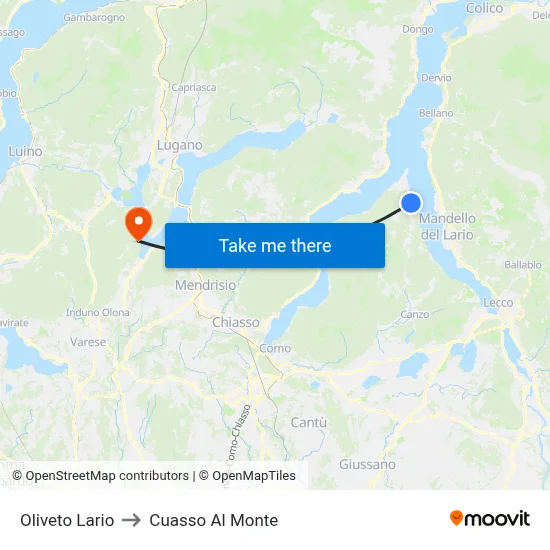 Oliveto Lario to Cuasso Al Monte map