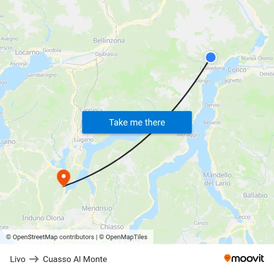 Livo to Cuasso Al Monte map