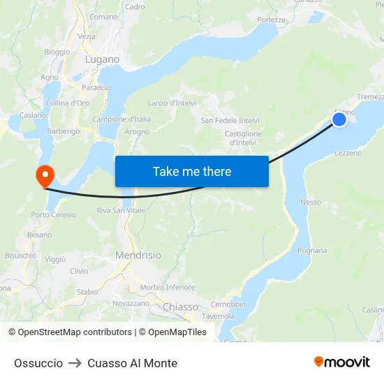 Ossuccio to Cuasso Al Monte map