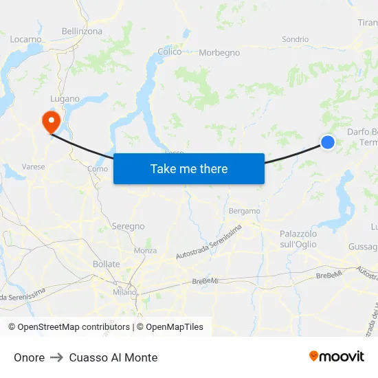 Onore to Cuasso Al Monte map