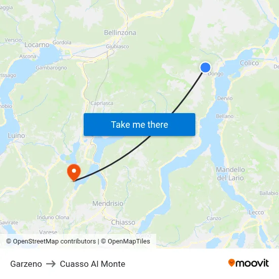 Garzeno to Cuasso Al Monte map
