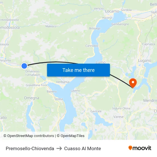 Premosello-Chiovenda to Cuasso Al Monte map