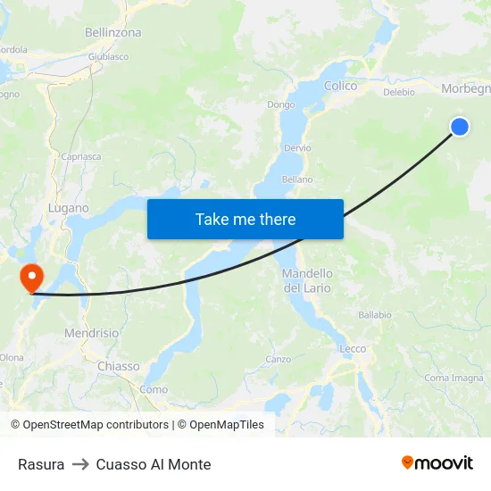 Rasura to Cuasso Al Monte map