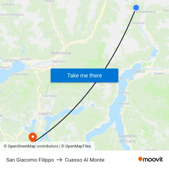 San Giacomo Filippo to Cuasso Al Monte map