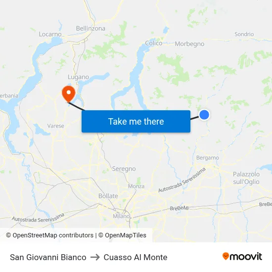 San Giovanni Bianco to Cuasso Al Monte map