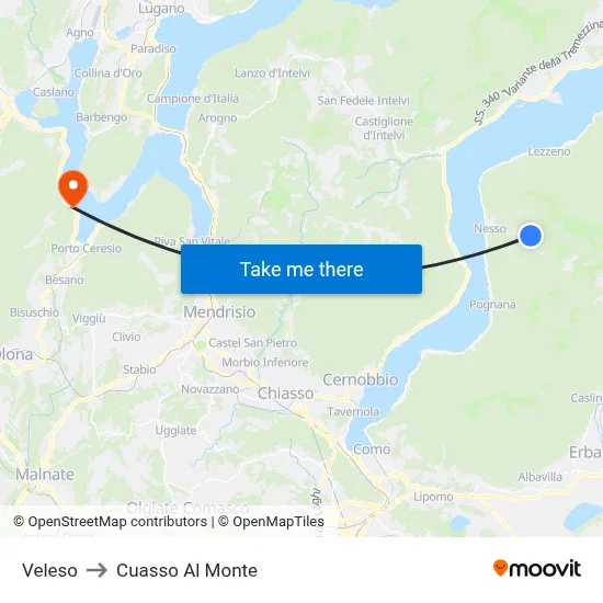 Veleso to Cuasso Al Monte map