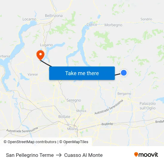 San Pellegrino Terme to Cuasso Al Monte map
