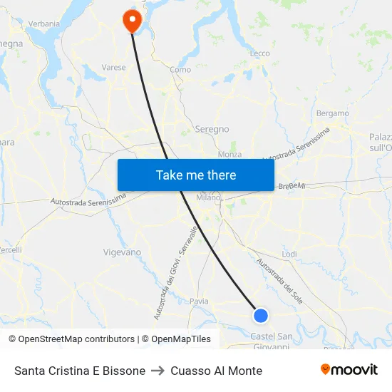 Santa Cristina And Bissone to Cuasso Al Monte map