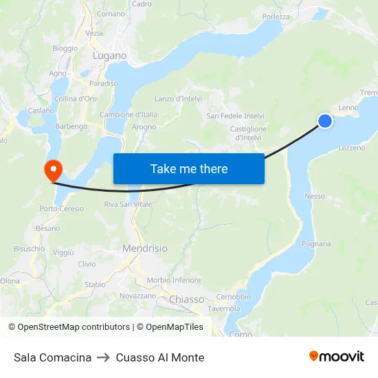 Sala Comacina to Cuasso Al Monte map