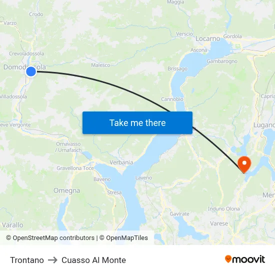 Trontano to Cuasso Al Monte map