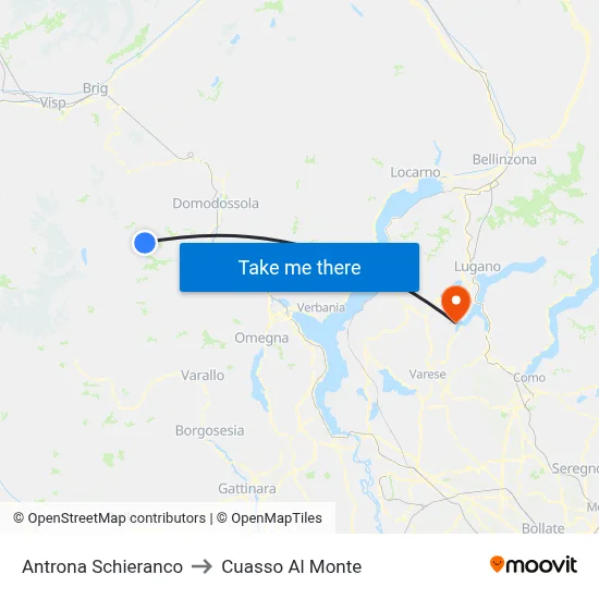 Antrona Schieranco to Cuasso Al Monte map