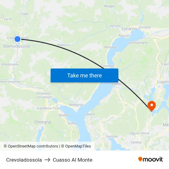 Crevoladossola to Cuasso Al Monte map