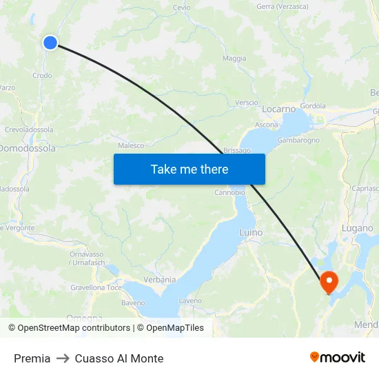 Premia to Cuasso Al Monte map