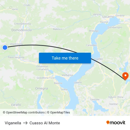 Viganella to Cuasso Al Monte map