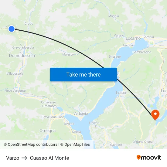 Varzo to Cuasso Al Monte map