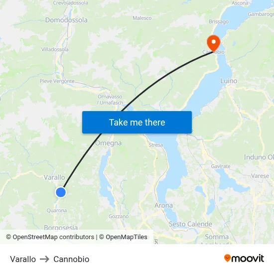 Varallo to Cannobio map