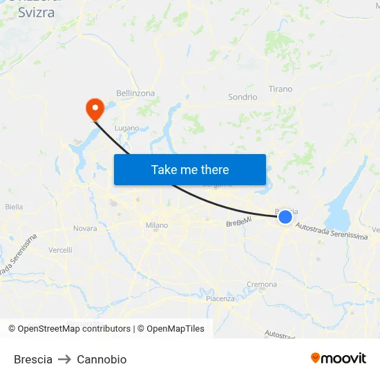 Brescia to Cannobio map