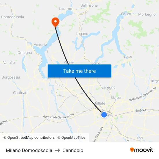 Milano Domodossola to Cannobio map