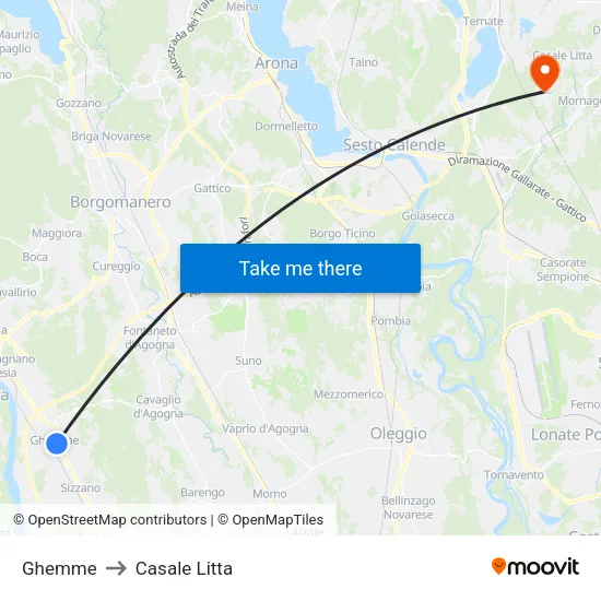 Ghemme to Casale Litta map