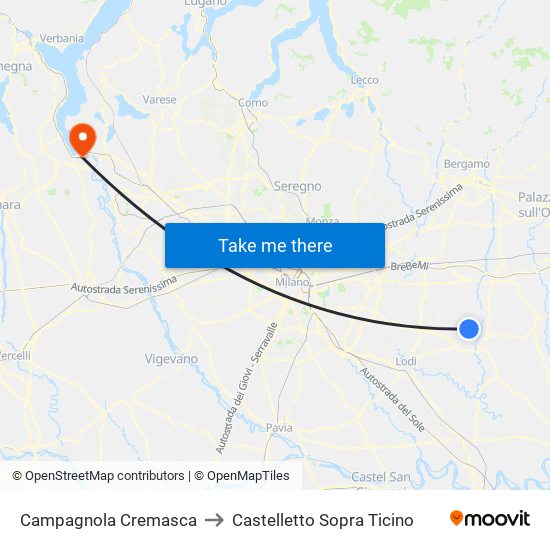 Campagnola Cremasca to Castelletto Sopra Ticino map