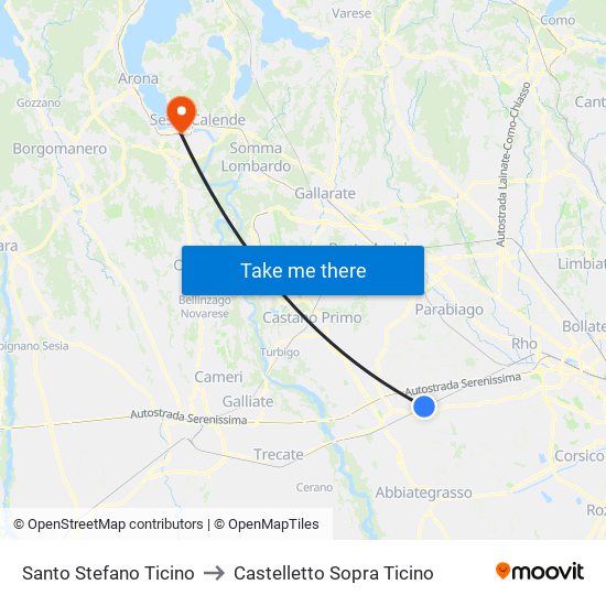 Santo Stefano Ticino to Castelletto Sopra Ticino map