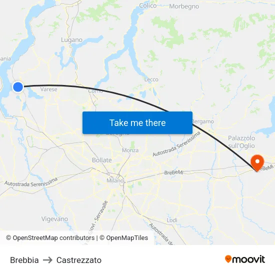 Brebbia to Castrezzato map
