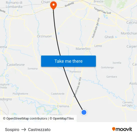 Sospiro to Castrezzato map
