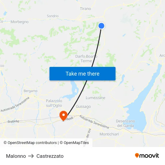 Malonno to Castrezzato map