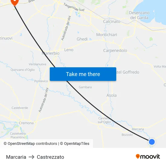 Marcaria to Castrezzato map