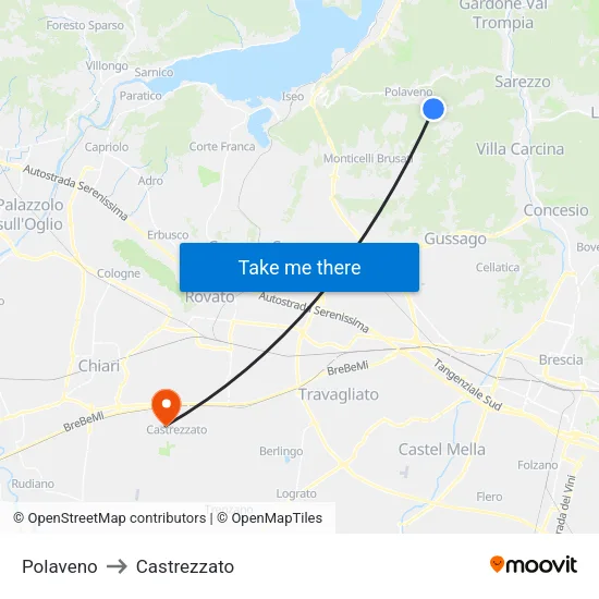 Polaveno to Castrezzato map