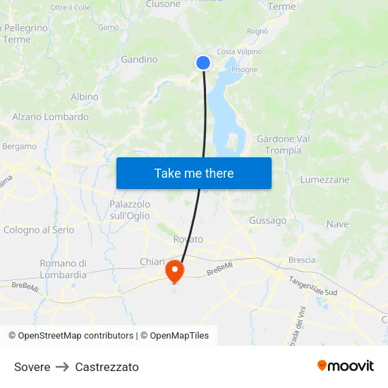 Sovere to Castrezzato map