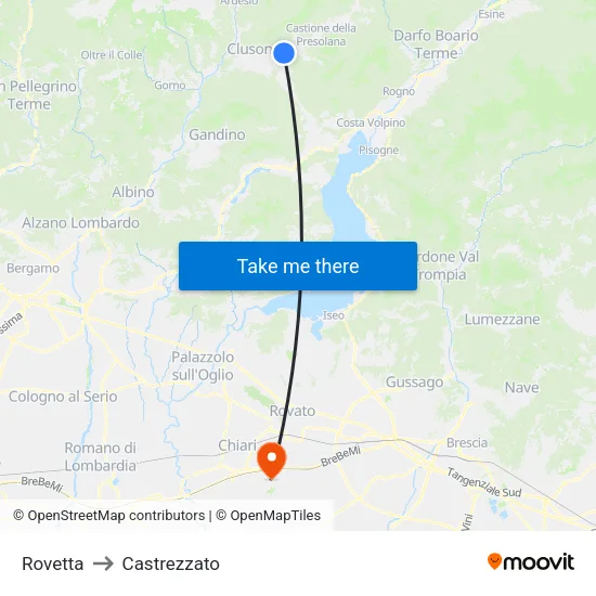 Rovetta to Castrezzato map