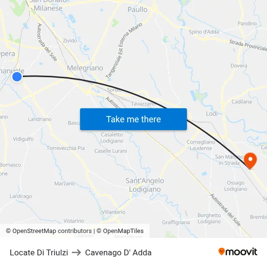 Locate di Triulzi to Cavenago D' Adda map