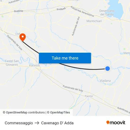 Commessaggio to Cavenago D' Adda map