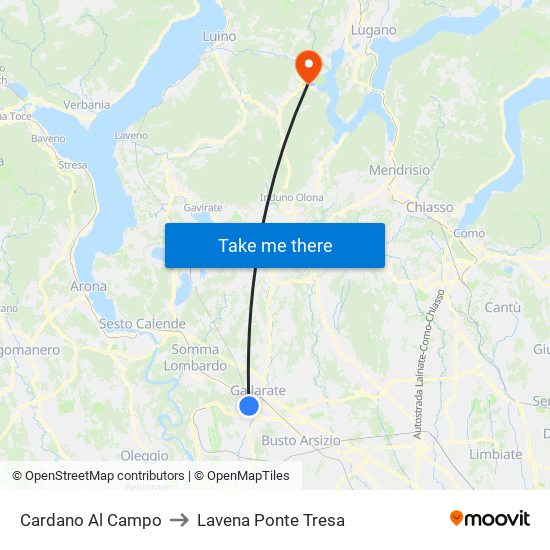 Cardano Al Campo to Lavena Ponte Tresa map