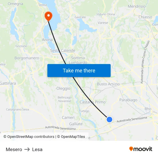 Mesero to Lesa map