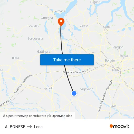 Albonese to Lesa map