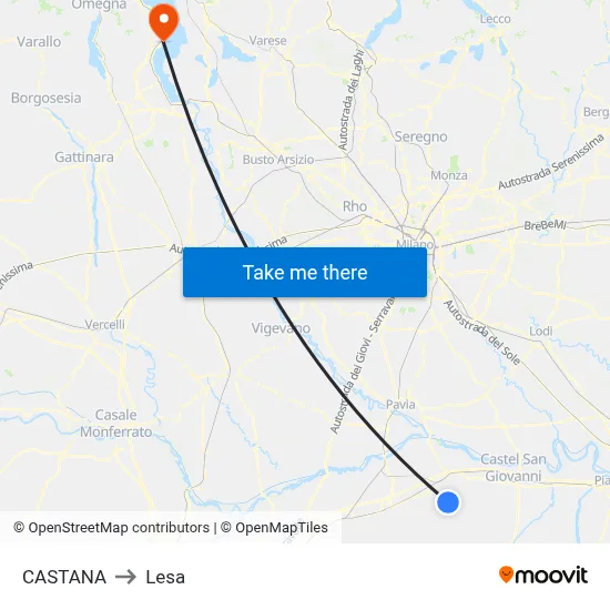Castana to Lesa map