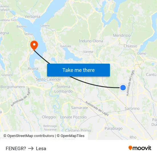Fenegro to Lesa map