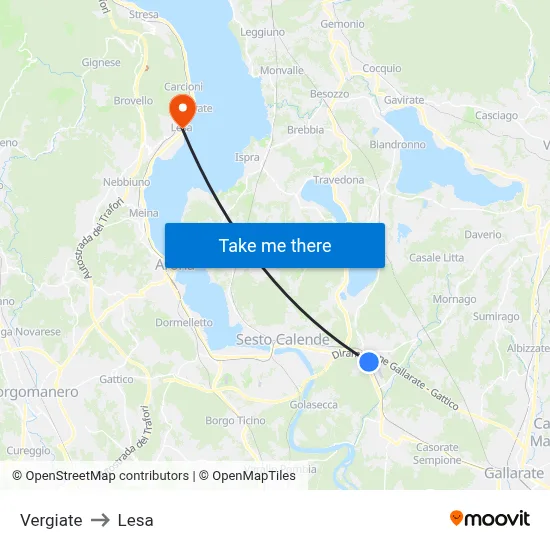 Vergiate to Lesa map
