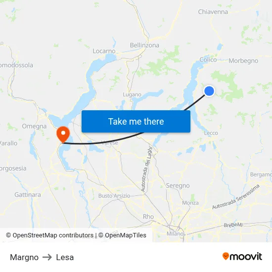 Margno to Lesa map