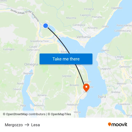Mergozzo to Lesa map
