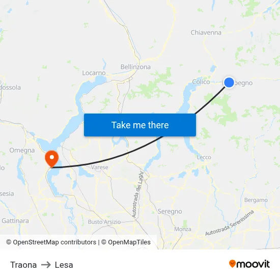 Traona to Lesa map
