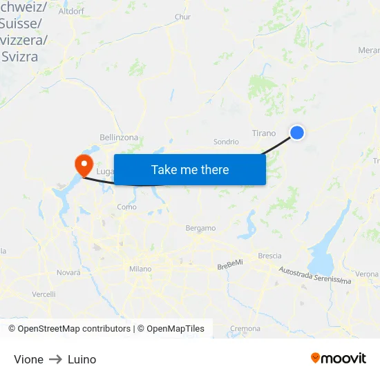 Vione to Luino map