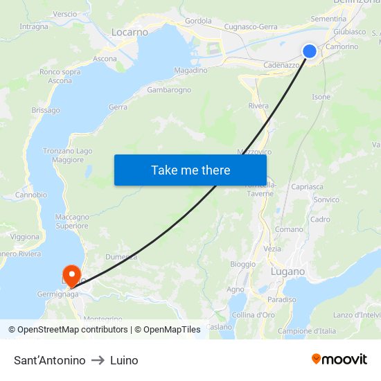 Sant’Antonino to Luino map