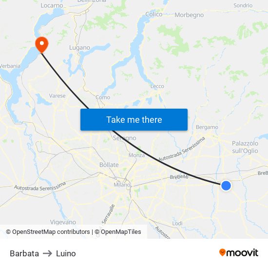 Barbata to Luino map