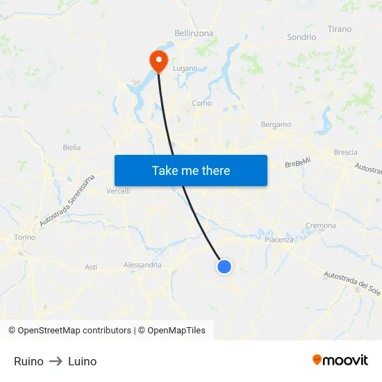 Ruino to Luino map